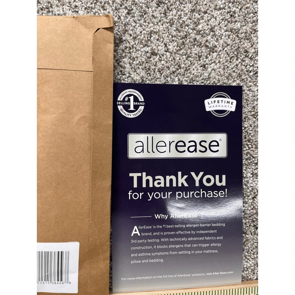Allerease Pillow Protector Unisex S White NEW Organic Cotton Allergy Defense